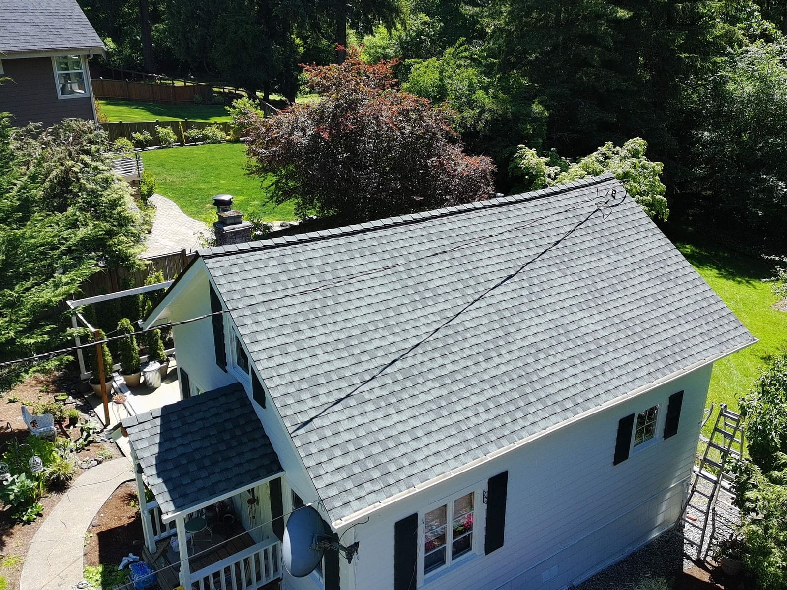 Completed residential shingle roof replacement